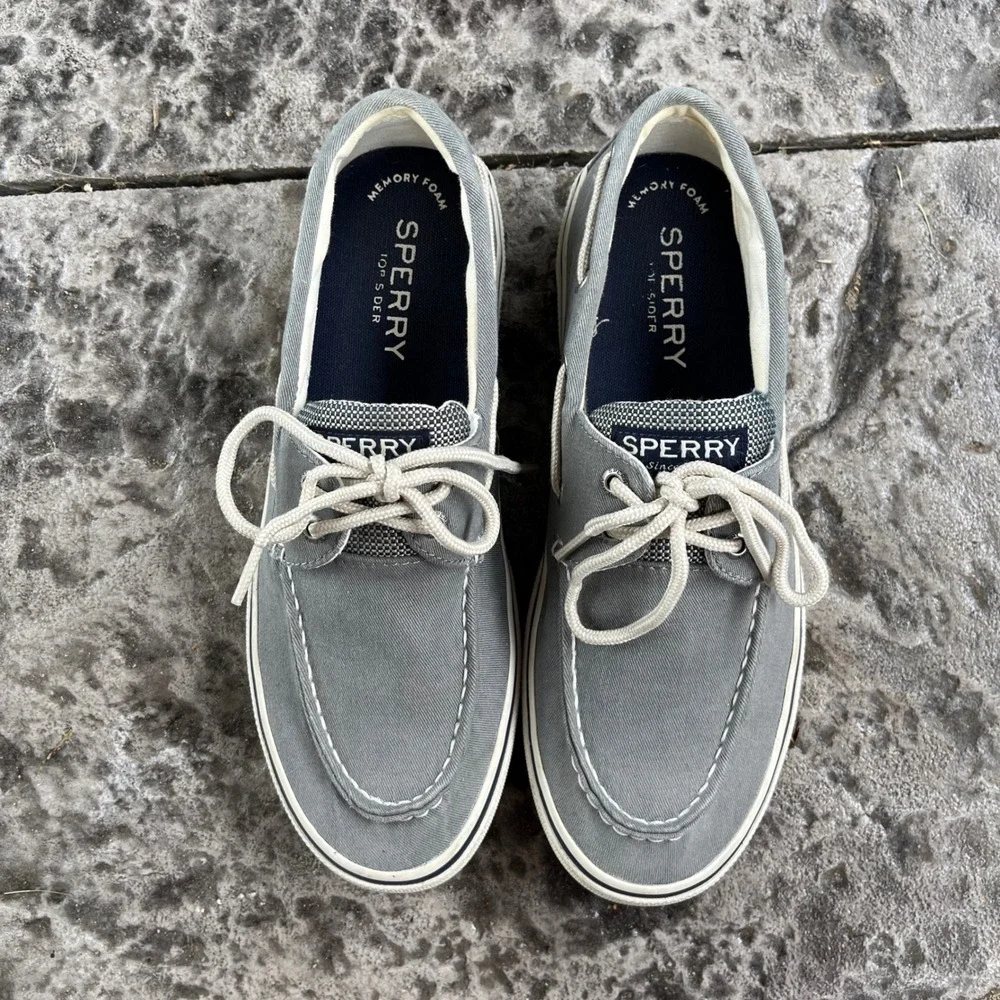Sperry Top-Sider Bahama Mens Grey Canvas Boat Shoes Sneakers 0772830 Size 9
